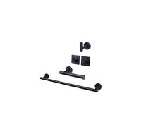 TocTen - Juego de 5 accesorios de ba o de acero inoxidable SUS304. Incluye toallero alargado, portarrollos y 3 ganchos para batas (negro mate, 40