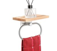TocTen Soporte para Toallas de Mano para baño, Soporte de Pared con Estante de Madera, toallero de Mano de Metal, Accesorios de baño, Colgador de Toallas de Mano rústico para baño,