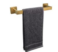 TocTen - Toallero de baño de Acero Inoxidable SUS304 de Grosor Reforzado con Base Cuadrada, Barra para Toallas de Pared de Alta Resistencia, Accesorios de baño (Dorado Cepillado, 30,5 cm)