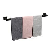 TocTen - Toallero de baño de Acero Inoxidable SUS304 de Grosor Reforzado con Base Cuadrada, Barra para Toallas de Pared de Alta Resistencia, Accesorios de baño (Negro, 76 cm)