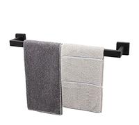 TocTen - Toallero de baño de Acero Inoxidable SUS304 de Grosor Reforzado con Base Cuadrada, Barra para Toallas de Pared de Alta Resistencia, Accesorios de baño (Negro, 51 cm)