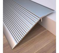 TOCTUS Tira transición de Madera a Teja metálica, Perfil de transición, Tira de umbral de Puerta, Barra de moldura de Piso Antideslizante, rampa de Entrada (Size : L 90cm H 2cm)