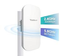 TODAAIR Extensor WiFi para exteriores con puerto Ethernet, modo AP de doble banda 5 GHz/2.4 GHz, amplificador de señal AC1200, hasta un 89% más de ancho de banda que una sola banda, cubre hasta 3440