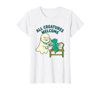 Todas Las Criaturas bienvenidas Dragón Fantasma Mascota Lindo Animal Doctor Camiseta gráfica económica, Mujer, Blanco, L