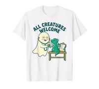 Todas Las Criaturas bienvenidas Dragón Fantasma Mascota Lindo Animal Doctor Camiseta gráfica económica, Hombre, Blanco, M