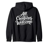 Todas Las Criaturas Dan La Bienvenida Tipografía con Frase Sudadera con Capucha