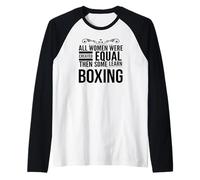 TODAS LAS MUJERES APRENDER Boxeo Boxeador Femenino Entrenador Deporte Chica Camiseta Manga Raglan
