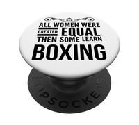 TODAS LAS MUJERES APRENDER Boxeo Boxeador Femenino Entrenador Deporte Chica PopSockets PopGrip Adhesivo