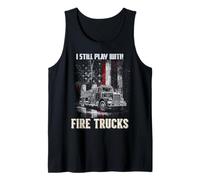 Todavía Juego con Camiones de Bomberos Delgada línea roja Bombero Camiseta sin Mangas