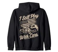 Todavía juego con coches, Vintage Patriotic Rat Rod Hot Rod Sudadera con Capucha