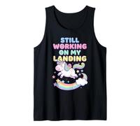 Todavía Trabajando en mi Aterrizaje Lindo Unicornio Divertido Camiseta sin Mangas