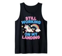 Todavía Trabajando en mi Aterrizaje Unicornio Arco Iris Divertido Camiseta sin Mangas