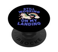 Todavía Trabajando en mi Aterrizaje Unicornio Arco Iris Divertido PopSockets PopGrip Adhesivo