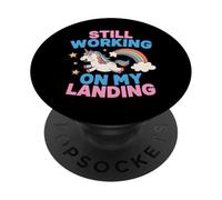 Todavía Trabajando en mi Aterrizaje Unicornio Arco Iris Divertido PopSockets PopGrip Adhesivo