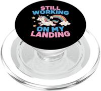 Todavía Trabajando en mi Aterrizaje Unicornio Arco Iris Divertido PopSockets PopGrip para MagSafe