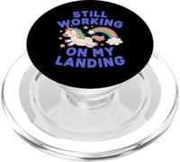 Todavía Trabajando en mi Aterrizaje Unicornio Arco Iris Divertido PopSockets PopGrip para MagSafe