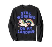 Todavía Trabajando en mi Aterrizaje Unicornio Arco Iris Divertido Sudadera