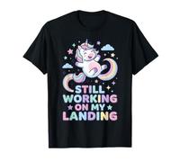 Todavía Trabajando en mi Aterrizaje Unicornio arcoíris Lindo Camiseta