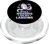 Todavía Trabajando en mi Aterrizaje Unicornio arcoíris Lindo PopSockets PopGrip para MagSafe