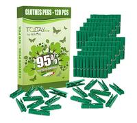 Today Eco - 120 Pinzas Ropa Grandes de plástico Reciclado 95%, Resistentes, antióxido, Anti-Viento, no Dejan Marca - para tendedero Exterior