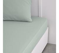 TODAY Essential Celadon - Sábana Bajera de 90 x 190 cm, 1 Persona, 100% algodón, Color Liso