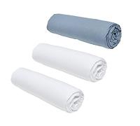 Today Essential - Juego de 3 sábanas de 160 x 200 cm, 2 Personas, 100% algodón, Tiza/Mezclilla