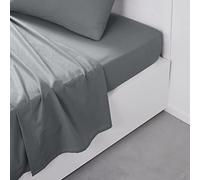 Today Essential - Sábana Plana para 2 Personas, 240 x 300 cm, algodón, Lisa, Color Gris, Reina