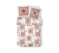 TODAY HC3 57 Hilos Juego de Cama 2 Personas Enjoy Dibujo Astoria Funda de edredón 2 Fundas de Almohada 63 x 63 cm, algodón, Blanco, Rojo, 220 x 240 cm