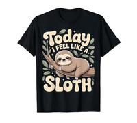 Today I Feel Like A Sloth Modo de Siesta Relajada y Relajada Camiseta gráfica económica, Hombre, Negro, L