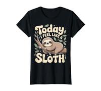 Today I Feel Like A Sloth Modo de Siesta Relajada y Relajada Camiseta gráfica económica, Mujer, Negro, M