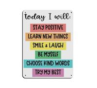 Today I Will Children's Classroom (2) Cartel de metal vintage para pub, club, cafetería, bar, decoración de pared para el hogar, póster retro de 30 x 40 cm