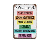 Today I Will Children's Classroom (2) Cartel de metal vintage para pub, club, cafetería, bar, decoración de pared para el hogar, póster retro de 20 x 30 cm