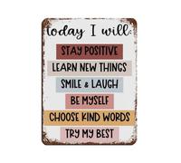 Today I Will Children's Classroom (3) Póster retro de metal con texto en inglés «Today I Will Children's Classroom» (3 unidades, 30 x 40 cm)