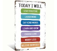 Today I Will Do - Letrero de aluminio vintage para decoración de pared para sala de estar, dormitorio, cafetería, arte motivacional de pared de 8 x 12 pulgadas con acciones diarias positivas (25206)