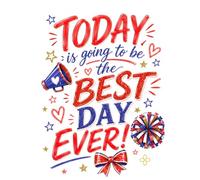 Today is going to be the Best Day Ever, Inspirational Cheerleading Journal, 8.5”x11” Wide Ruled Motivational Blank Notebook, Hard Cover Lined 100 Pages
