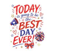 Today is going to be the Best Day Ever, Inspirational Cheerleading Journal, 8.5”x11” Wide Ruled Motivational Blank Notebook, Paperback Lined 100 Pages
