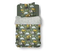 TODAY - Juego de cama de animales de la sabana, 100% algodón de 57 hilos, funda nórdica de 135 x 200 cm + funda de almohada de 80 x 80 cm