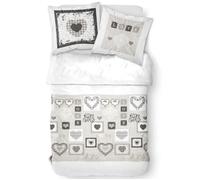 Today Juego de Cama Eden White Print 240x260 cm 100% Algodón 57 Hilos para 2 Personas Funda Nórdica y 2 Fundas Almohada Confort Superior