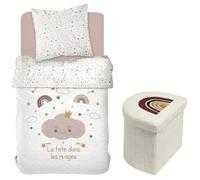 Today TOD3574641306793 Juego de Cama Infantil y Puff Plegable con Almacenaje Arcoíris 140 x 200 cm Algodón