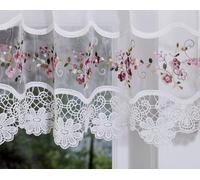 Today's Curtain, Cenefa de Organza de macramé Vintage de 14 Pulgadas, Blanco/Rosa, 58 Pulgadas de Ancho x 14 Pulgadas de Largo