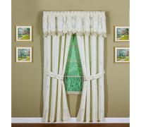 Today's Curtain Cortina de Hoy Verona Reverse Bordado Ventana Panel par y Lazos para Cortinas, 84-Inch, Color Crudo/Envejecido