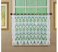 Today's Curtain, Medallion, Cenefa de macramé de 61 cm, 89 cm de Ancho x 61 cm de Largo, Blanco