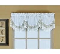 Today's Curtain, Media Luna de Organza de macramé Vintage, 45,7 cm, Blanco/Azul, 147,3 cm de Ancho x 45,7 cm de Largo