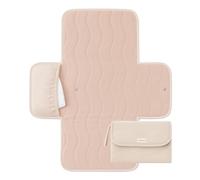 Toddlekind Cambiador portátil, algodón orgánico y poliéster resistente al agua, apto para viajes, plegable, rayas rubor con costuras onduladas, elegante, duradero, fácil de limpiar