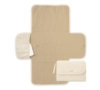Toddlekind Cambiador portátil, algodón orgánico y poliéster resistente al agua, apto para viajes, plegable, rayas beige tofu con costuras onduladas, elegante, duradero, fácil de limpiar