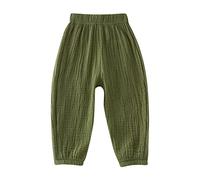 Toddler Boy Girl Cotton Linen Joggers Kids Elastic Waist Hippie Harem Pants Pull On Cargo Pants Infant Baby Loose Fit Casual Sweatpants Cute Solid Color Tracksuit Bottoms