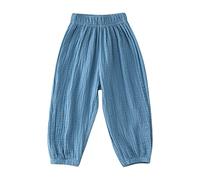 Toddler Boy Girl Cotton Linen Joggers Kids Elastic Waist Hippie Harem Pants Pull On Cargo Pants Infant Baby Loose Fit Casual Sweatpants Cute Solid Color Tracksuit Bottoms