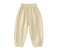 Toddler Boy Girl Cotton Linen Joggers Kids Elastic Waist Hippie Harem Pants Pull On Cargo Pants Infant Baby Loose Fit Casual Sweatpants Cute Solid Color Tracksuit Bottoms