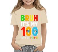 Toddler Boy Girl Summer Clothes First Day of School Shirt In My Pre School Shirt Toddler Kindergarten Shirts Reversible Pailletten Shirt Mädchen 128 (Beige, 3-4 Years)