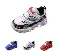 Toddler Boys Light Up Trainers Slip On Walking Shoes Little Boys Glitter Leather Casual Sneakers Baby Boy Luminous Tennis School Shoes Flashing Outdoor Sports Trainer